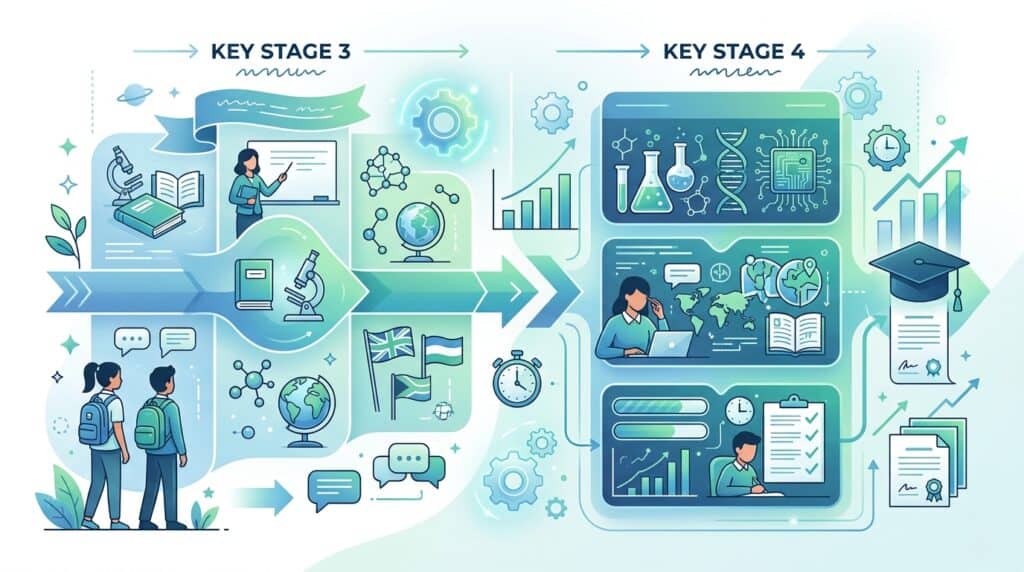 Progresión de Key Stage 3 a Key Stage 4 en secundaria
