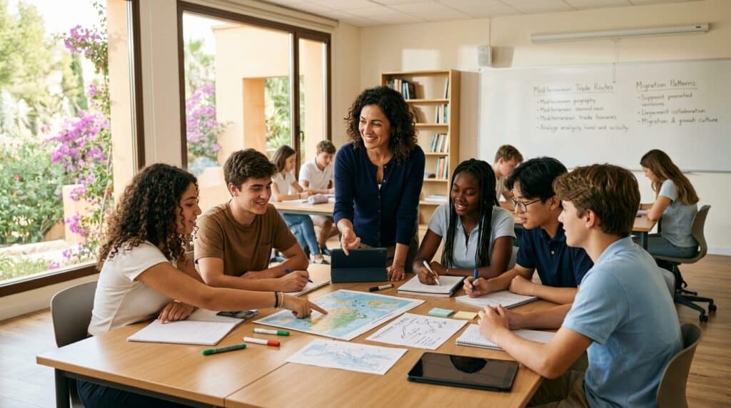 Estudiantes en una clase de secundaria británica en Barcelona